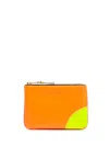 Comme Des Garçons Two-tone Leather Coin Purse Wallets Multicolor In Orange