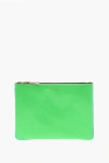 Comme Des Garçons Two-tone Leather Pochette With Zip In Green