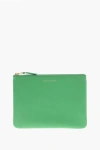 Comme Des Garçons Two-tone Leather Pochette With Zip In Green