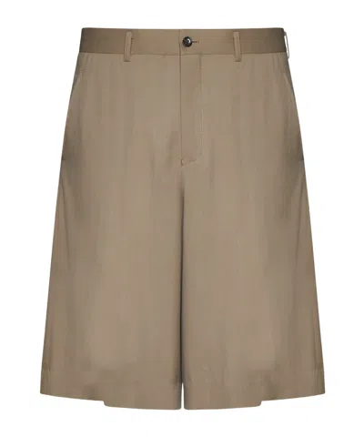 Comme Des Garçons Two-way Wool Cotton Shorts In Brown