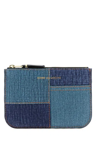 Comme Des Garçons Comme Des Garcons Two-tone Mini Denim Coin Purse In Blue