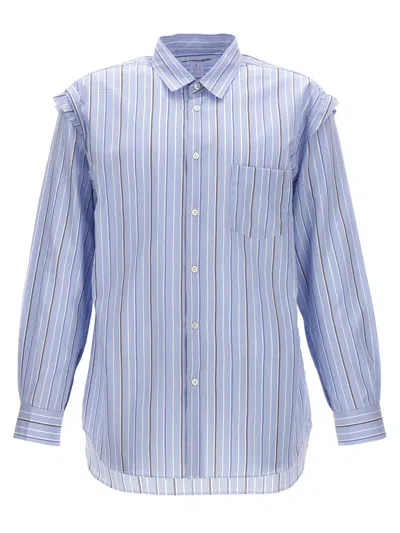 Comme Des Garçons Light Blue Unfinished Striped Shirt