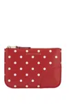 Comme Des Garçons Unisex Red Leather Polka Dot Wallet With Gold Zip