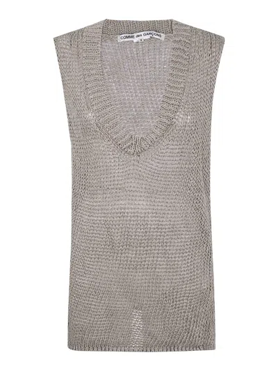 Comme Des Garçons V Neck Gilet Sweater In Nude & Neutrals