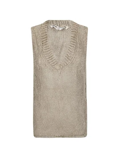 Comme Des Garçons V Neck Gilet Sweater In Neutral