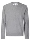 Comme Des Garçons V-neck Knit Sweater With Ribbed Details In Gray