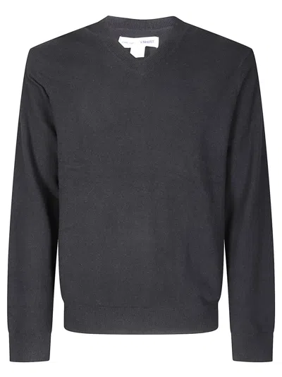 COMME DES GARÇONS V-NECK KNIT SWEATER WITH RIBBED FINISHING
