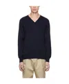 Comme Des Garçons V-neck Knitted Pullover In Black