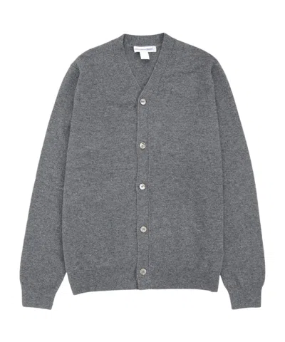 Comme Des Garçons V-neck Long-sleeved Sweater In Gray