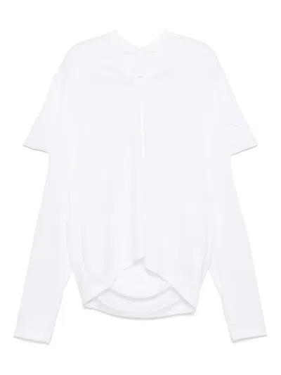 Comme Des Garçons V-neck T-shirt In White