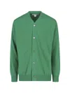 Comme Des Garçons Ribbed V-neck Knitwear With Long Sleeves In Green