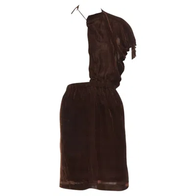 Comme Des Garçons Comme Des Garcons Velvet Drawstring Sash Knee Length Skirt In Brown