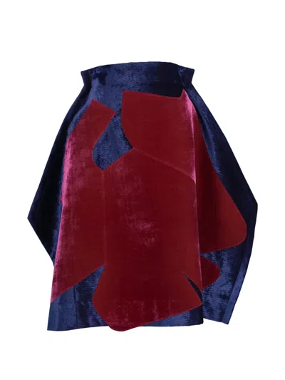 Pre-owned Comme Des Garçons Velvet Midi Skirt In Red
