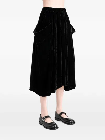 Comme Des Garçons Velvet Pleated Skirt In Black
