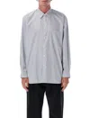 Comme Des Garçons Blue Cotton Striped Shirt In Gray