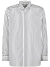 Comme Des Garçons Vertical Striped Button-down Shirt With Chest Pocket In White
