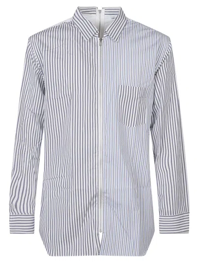 Comme Des Garçons Vertical Striped Zip-up Shirt In Multi