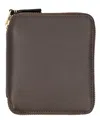 Comme Des Garçons Vertical Zip Around Wallet In Brown
