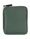 Comme Des Garçons Zip-around Wallet With Coin Pocket And Card Slots In Bottle Green