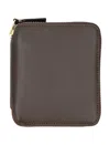 Comme Des Garçons Vertical Zip Around Wallet In Brown