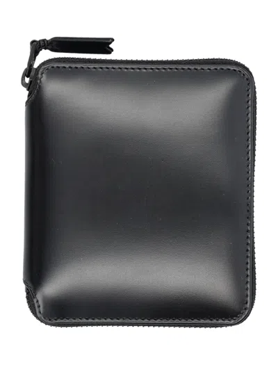 Comme Des Garçons Vertical Zip Around Wallet In Very Black Leather For Men