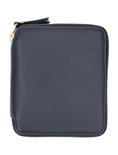 Comme Des Garçons Wallet Vertical Zip Around Wallet In Navy