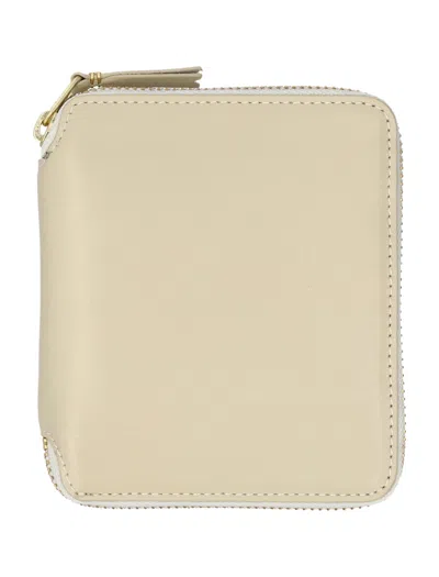Comme Des Garçons Vertical Zip Around Wallet In Ecru