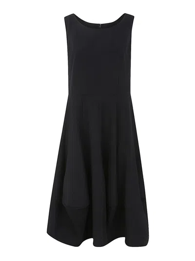Comme Des Garçons Boat-neck Wool Midi Dress In Black