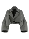 Comme Des Garçons Checkered Cropped Shrug Wide Sleeves In Black