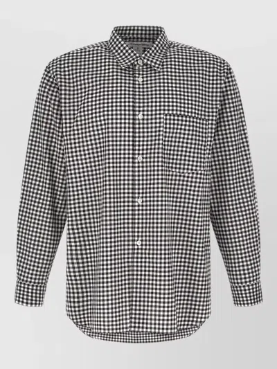 Comme Des Garçons Vichy Shirt Checkered Pattern Front Pocket In Gray