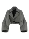 Comme Des Garçons Checkered Cropped Shrug Wide Sleeves In Black