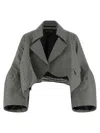 Comme Des Garçons Checkered Cropped Shrug Wide Sleeves In Black
