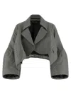 Comme Des Garçons Checkered Cropped Shrug Wide Sleeves In Multi