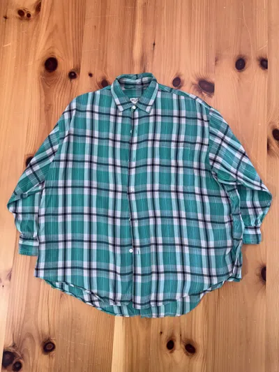 Pre-owned Comme Des Garçons Vintage 90's  9q Sleeve Checkered Shirt In Blue