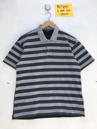 Pre-owned Comme Des Garçons Vintage Cdg Comme Des Garcons Stripes Polo Shirt Two Tone In Gray