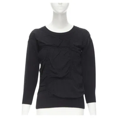 Pre-owned Comme Des Garçons Vintage Comme Des Garcons 1980s Bubble Patchwork Shrunken Boiled Wool Sweater In Black