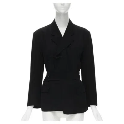 Pre-owned Comme Des Garçons Vintage Comme Des Garcons 1988 Black Chinese Knot Semi Detached Hem Blazer S