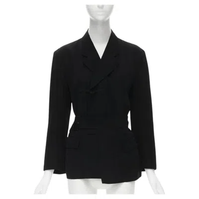 Pre-owned Comme Des Garçons Vintage Comme Des Garcons 1988 Black Chinese Knot Semi Detached Hem Blazer S