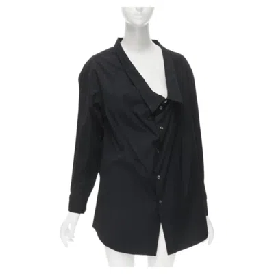 Pre-owned Comme Des Garçons Vintage Comme Des Garcons 1992 Asymmetric Scoop Collar Oversized Shirt In Black