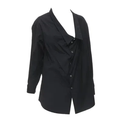 Pre-owned Comme Des Garçons Vintage Comme Des Garcons 1992 Asymmetric Scoop Collar Oversized Shirt In Black
