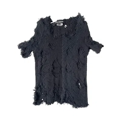 Pre-owned Comme Des Garçons Vintage  Distressed Mesh Top 'black' | Women's Size M