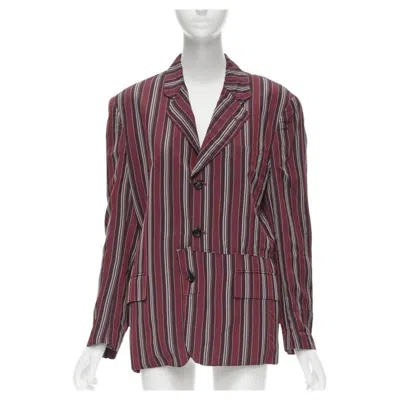 Pre-owned Comme Des Garçons Vintage Comme Ds Garcons 1991 Green Stripe Deconstructed Blazer Jacket M