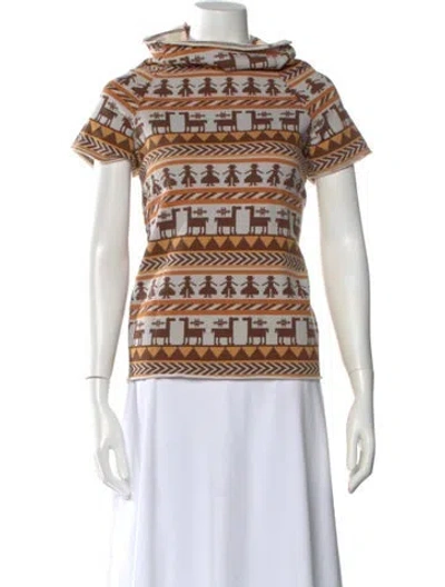 Pre-owned Comme Des Garçons Vintage Graphic Print Top In Brown