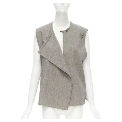 Pre-owned Comme Des Garçons Comme Des Garcons Vintage Grey Houndstooth Bell Button Foldover Boxy Vest In Gray