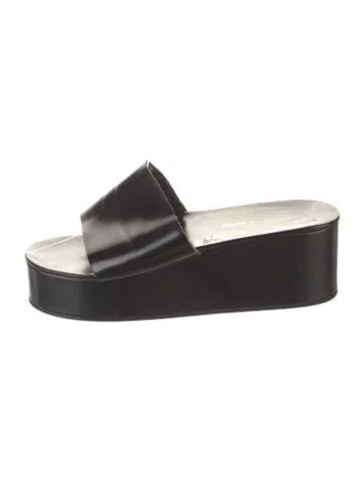 Pre-owned Comme Des Garçons Vintage Leather Slides In Black