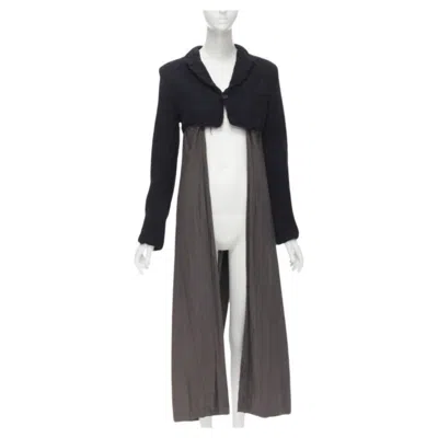 Pre-owned Comme Des Garçons Vintage Runway Comme Des Garcons 1994 Black Shrunken Wool Grey Duster Coat M In Gray