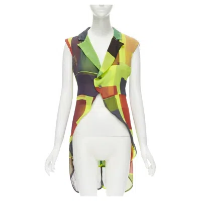 Pre-owned Comme Des Garçons Vintage Runway Comme Des Garcons 1995 Green Pop Colorblock Layers Cutaway Vest S