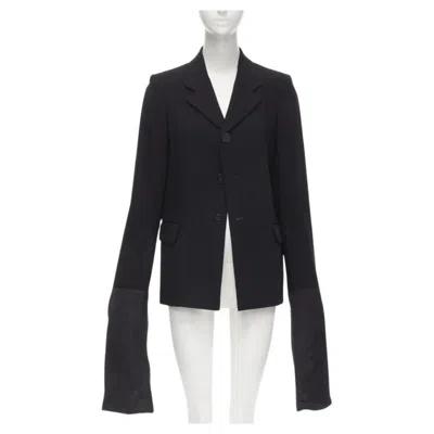 Pre-owned Comme Des Garçons Vintage Runway Comme Des Garcons '92 Black Wool Long Wide Sleeve Blazer Jacket M