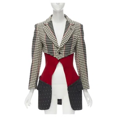 Pre-owned Comme Des Garçons Vintage Runway Comme Des Garcons Tweed Velvet Jacquard Deconstructed Blazer S In Gray