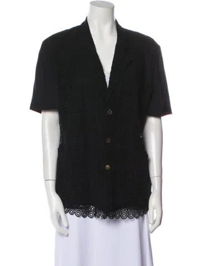 Pre-owned Comme Des Garçons Vintage V-neck Button-up Top In Black